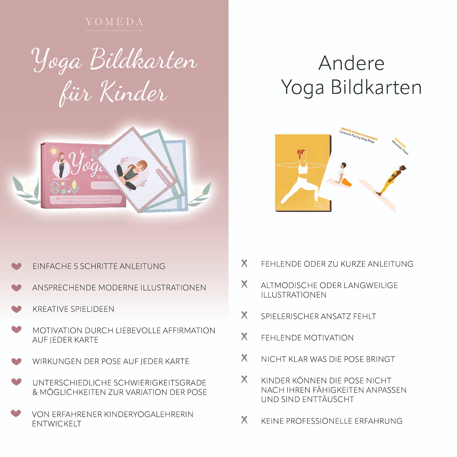 Yomeda vs andere Yoga Bildkarten